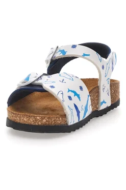 Sandali blu con fantasia marina e plantare in sughero PITTARELLO BIO 257A066SR