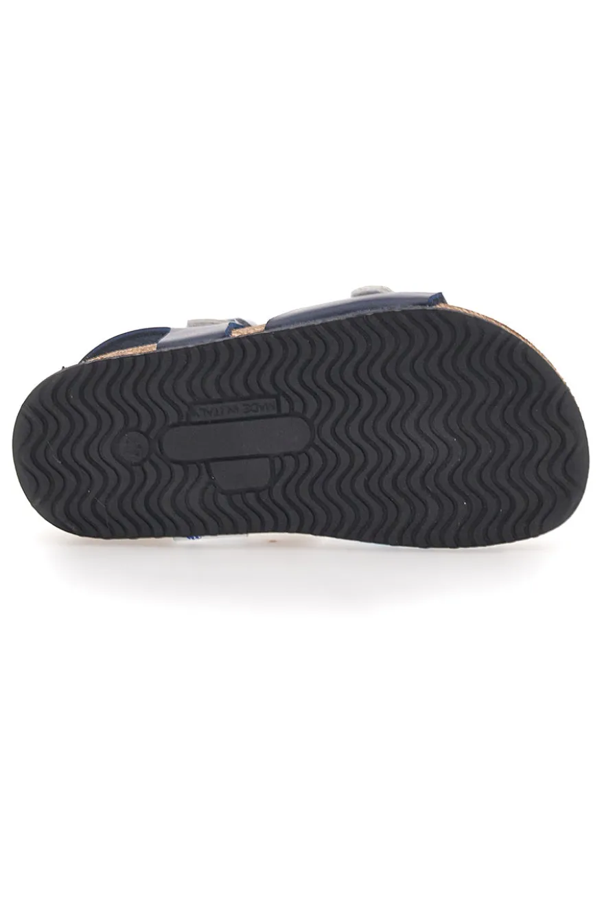 Sandali blu con fantasia marina e plantare in sughero PITTARELLO BIO 257A066SR