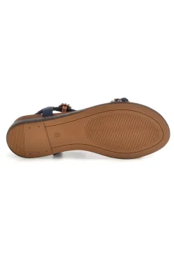 Sandali blu con fasce intrecciate e applicazioni gioiello Quanna mel 560317