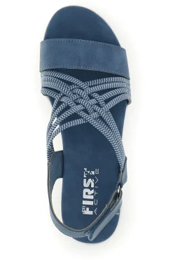 Sandali blu con fasce intrecciate e velcro The first active 24001A
