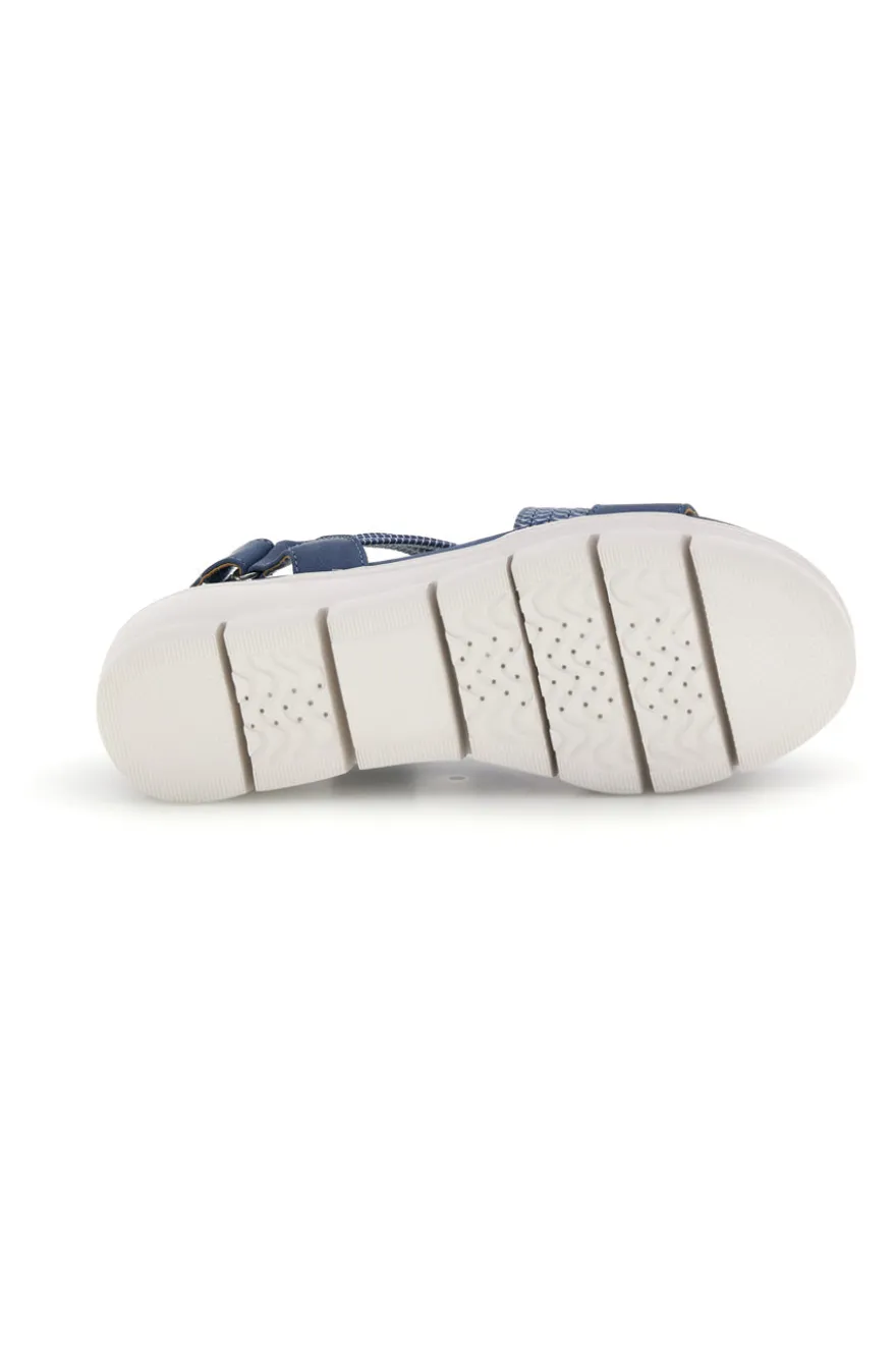 Sandali blu con fasce intrecciate e velcro The first active 24001A