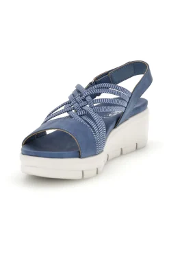Sandali blu con fasce intrecciate e velcro The first active 24001A