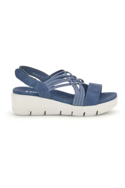 Sandali blu con fasce intrecciate e velcro The first active 24001A