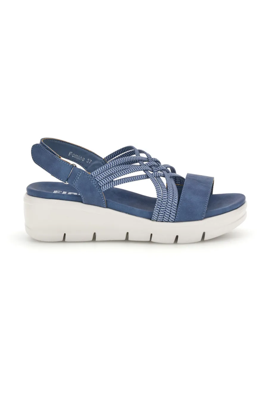 Sandali blu con fasce intrecciate e velcro The first active 24001A