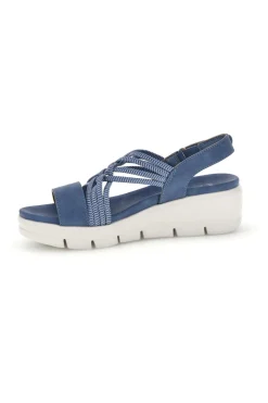Sandali blu con fasce intrecciate e velcro The first active 24001A