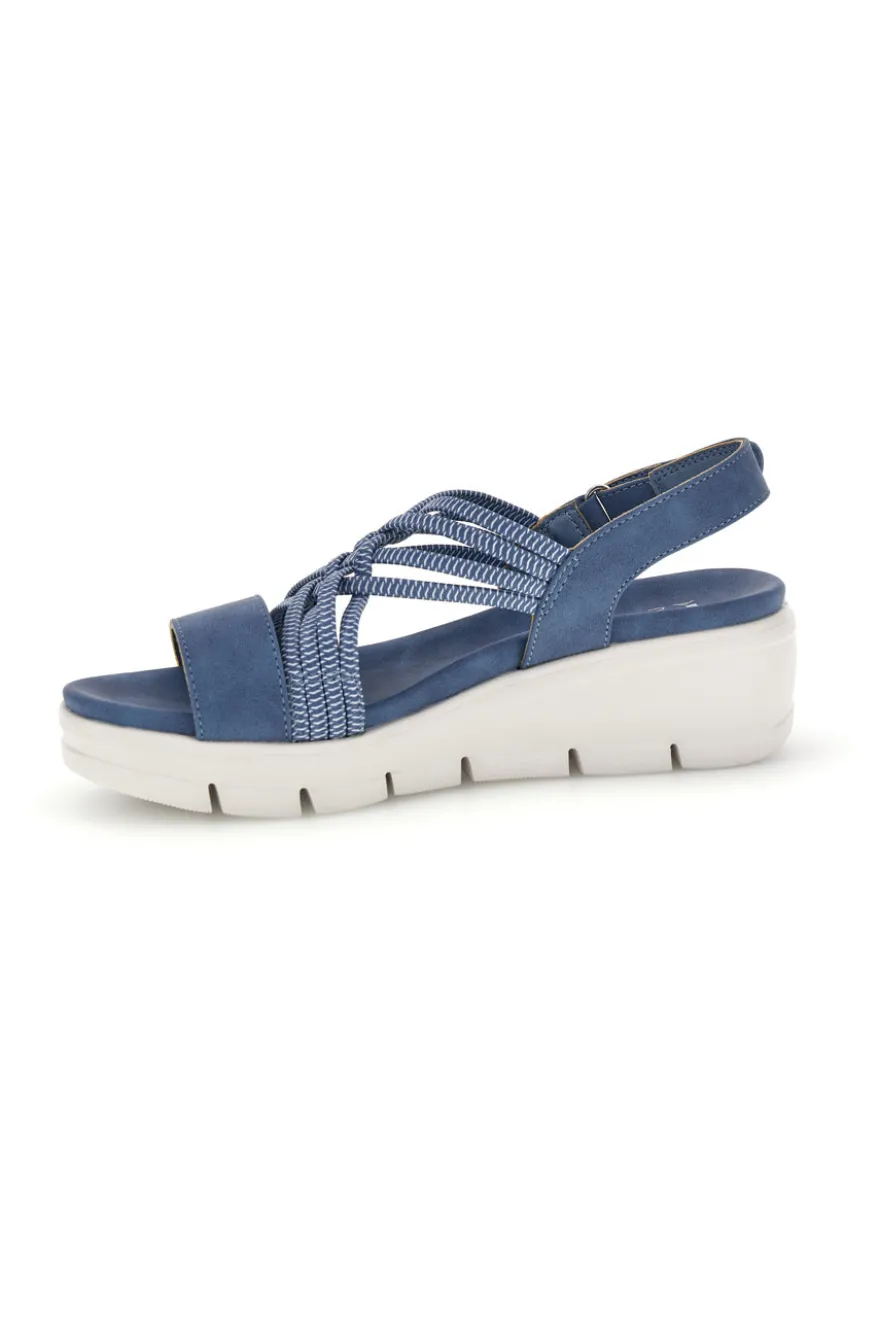 Sandali blu con fasce intrecciate e velcro The first active 24001A