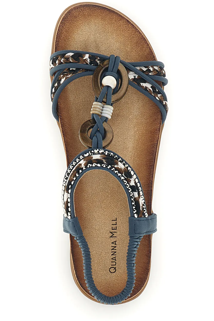 Sandali blu con fasce intrecciate e cinturino elasticizzato Quanna mel K358607