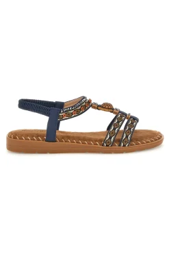 Sandali blu con fascette intrecciate e dettagli decorati Quanna mell 22139