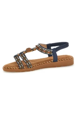 Sandali blu con fascette intrecciate e dettagli decorati Quanna mell 22139