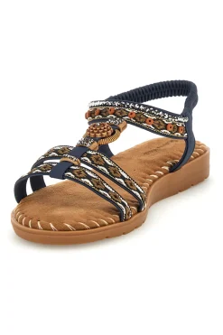 Sandali blu con fascette intrecciate e dettagli decorati Quanna mell 22139