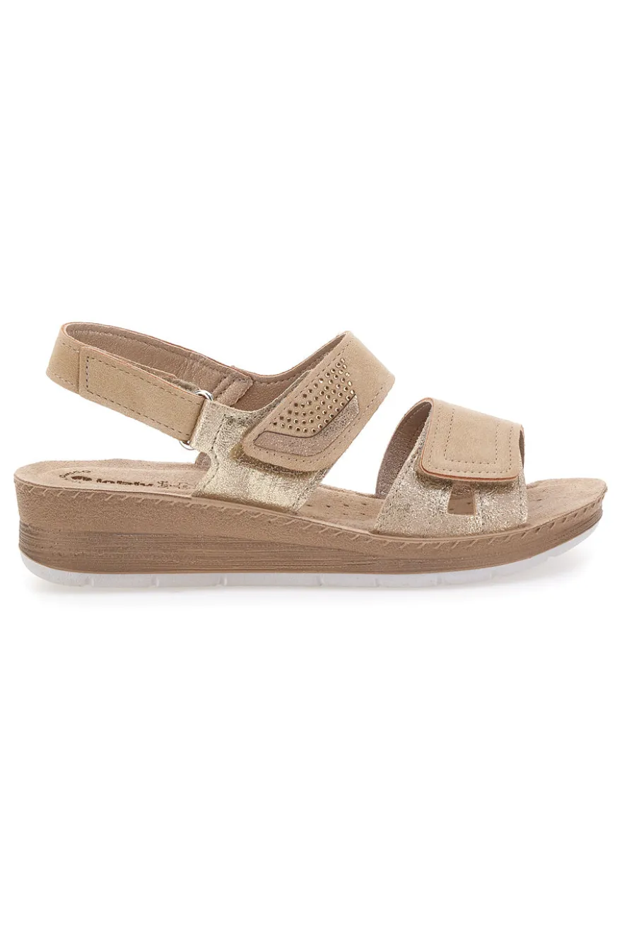 Sandali Blu con Fascia a Velcro e Sottopiede in Pelle INBLU 61 FC