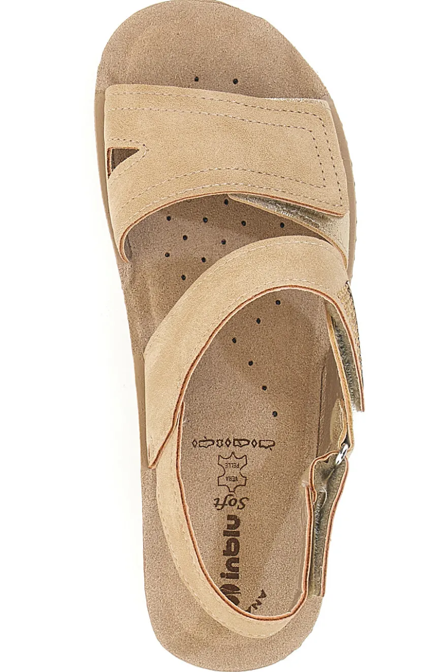 Sandali Blu con Fascia a Velcro e Sottopiede in Pelle INBLU 61 FC