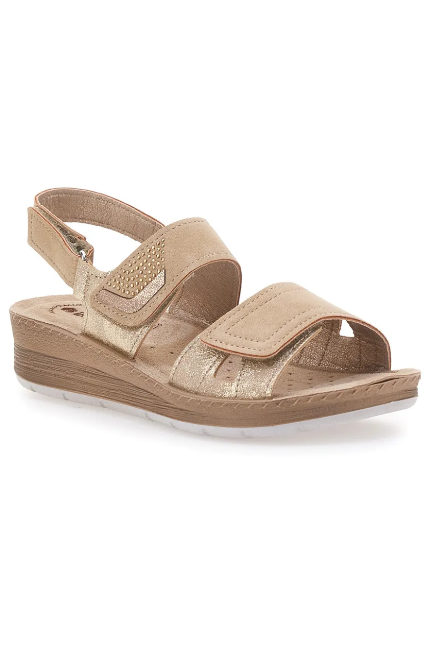 Sandali Blu con Fascia a Velcro e Sottopiede in Pelle INBLU 61 FC