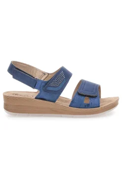 Sandali Blu con Fascia a Velcro e Sottopiede in Pelle INBLU 61 FC