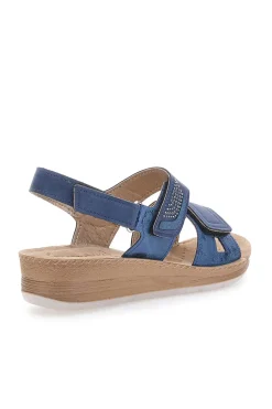 Sandali Blu con Fascia a Velcro e Sottopiede in Pelle INBLU 61 FC