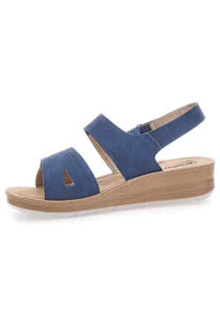 Sandali Blu con Fascia a Velcro e Sottopiede in Pelle INBLU 61 FC