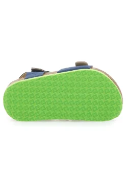 Sandali blu con fibbie verdi e plantare preformato Pitt Kids 14466