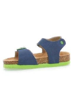 Sandali blu con fibbie verdi e plantare preformato Pitt Kids 14466