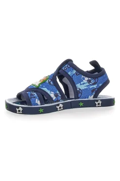Sandali blu con stampa calcio Pitt kids PK2560A