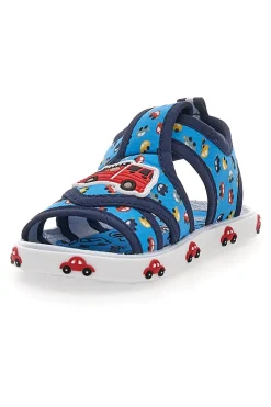 Sandali blu con stampa camion dei pompieri Pitt kids PK2635D