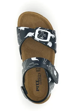 Sandali blu con stampa dinosauri doppia regolazione Pitt kids 45289gdn