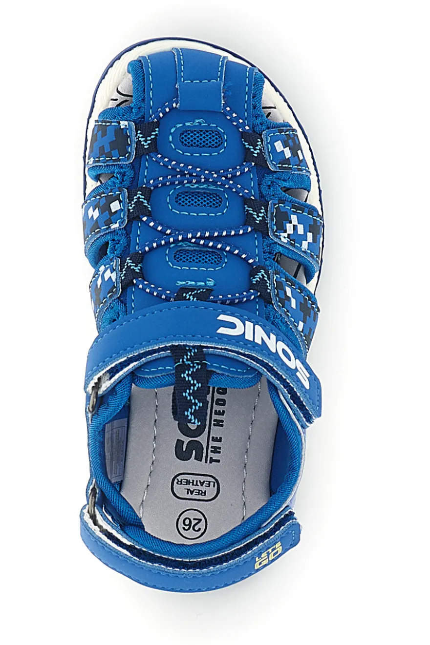 Sandali blu con stampa Sonic e chiusura a strappo Sonic N9610089S10