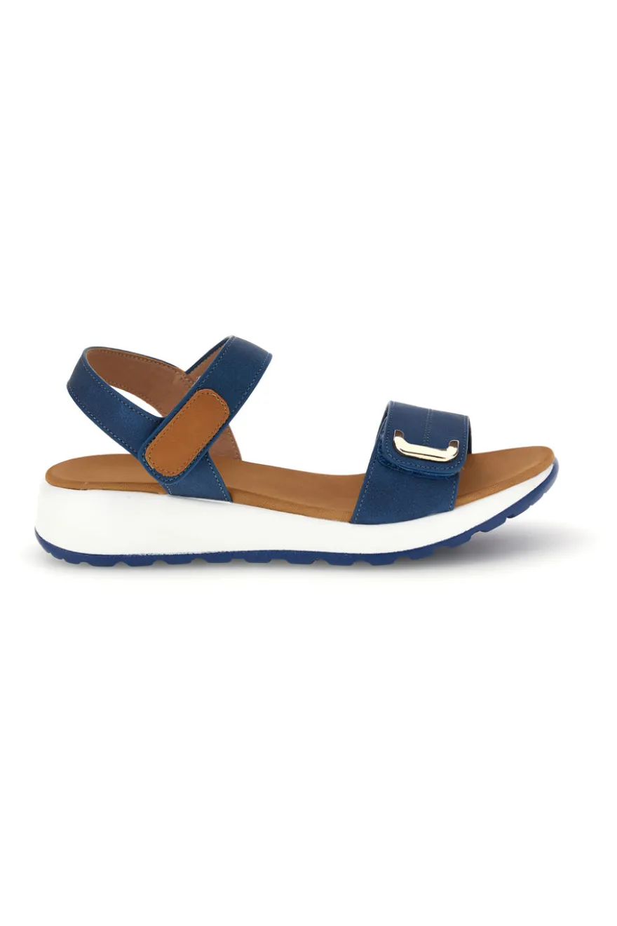 Sandali blu con strappi in velcro suola comfort Plocadi Bza242387a