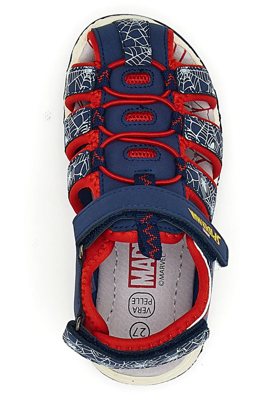 Sandali Blu con Strappo in Velcro Spiderman R1310531