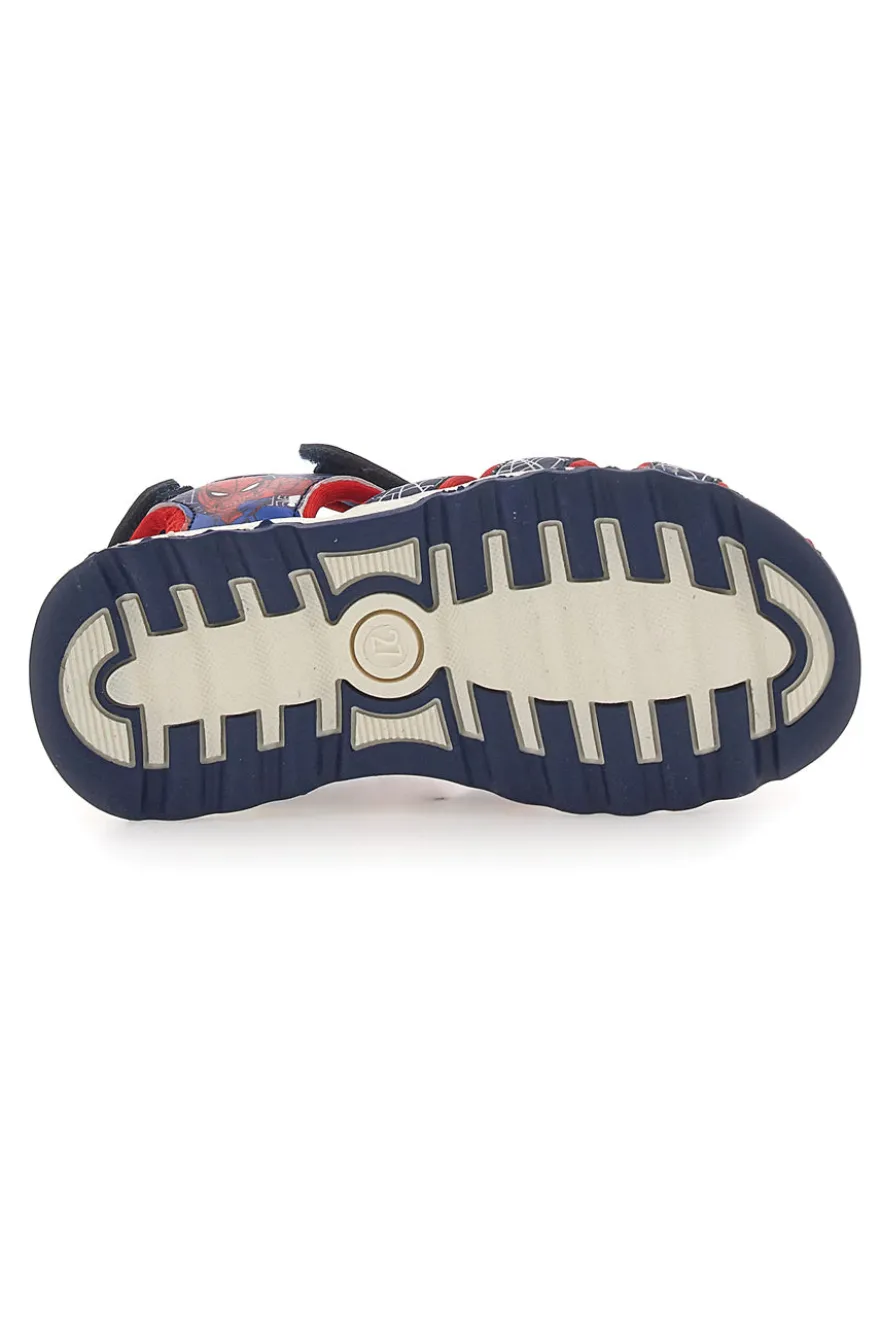 Sandali Blu con Strappo in Velcro Spiderman R1310531