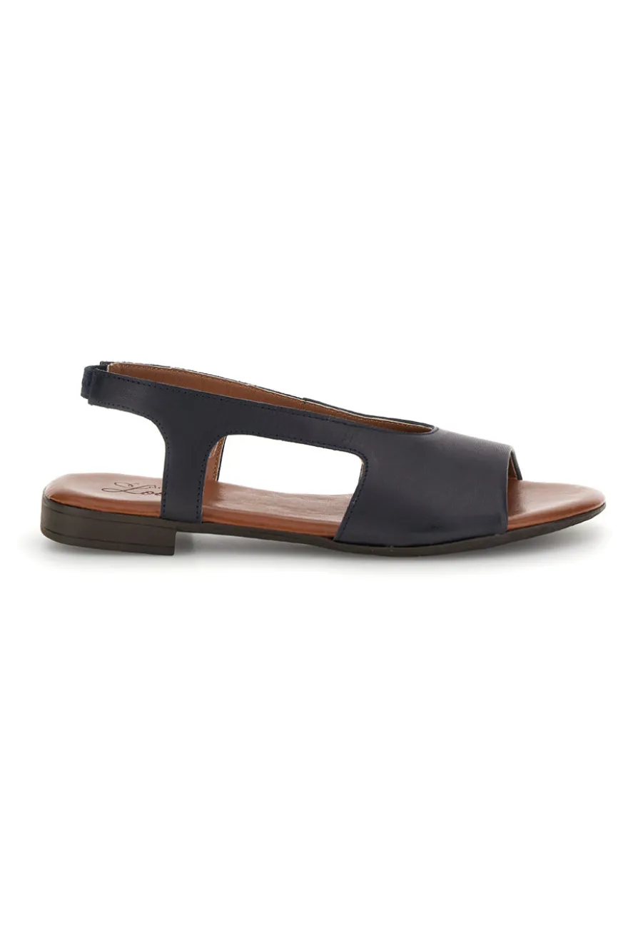 Sandali blu con tomaia in vera pelle Pittarello look 225620