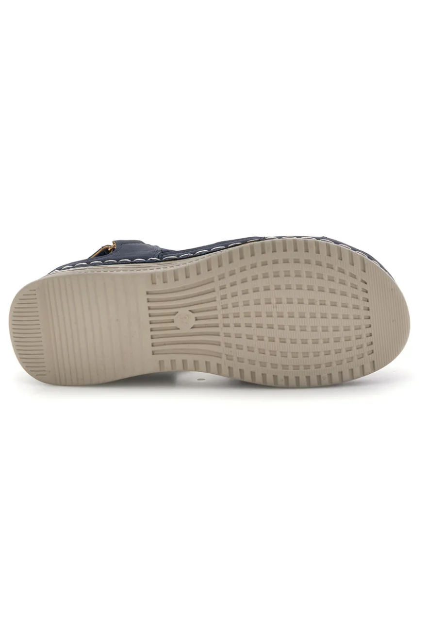 Sandali blu con zeppa e fasce incrociate Mio tempo Q17751