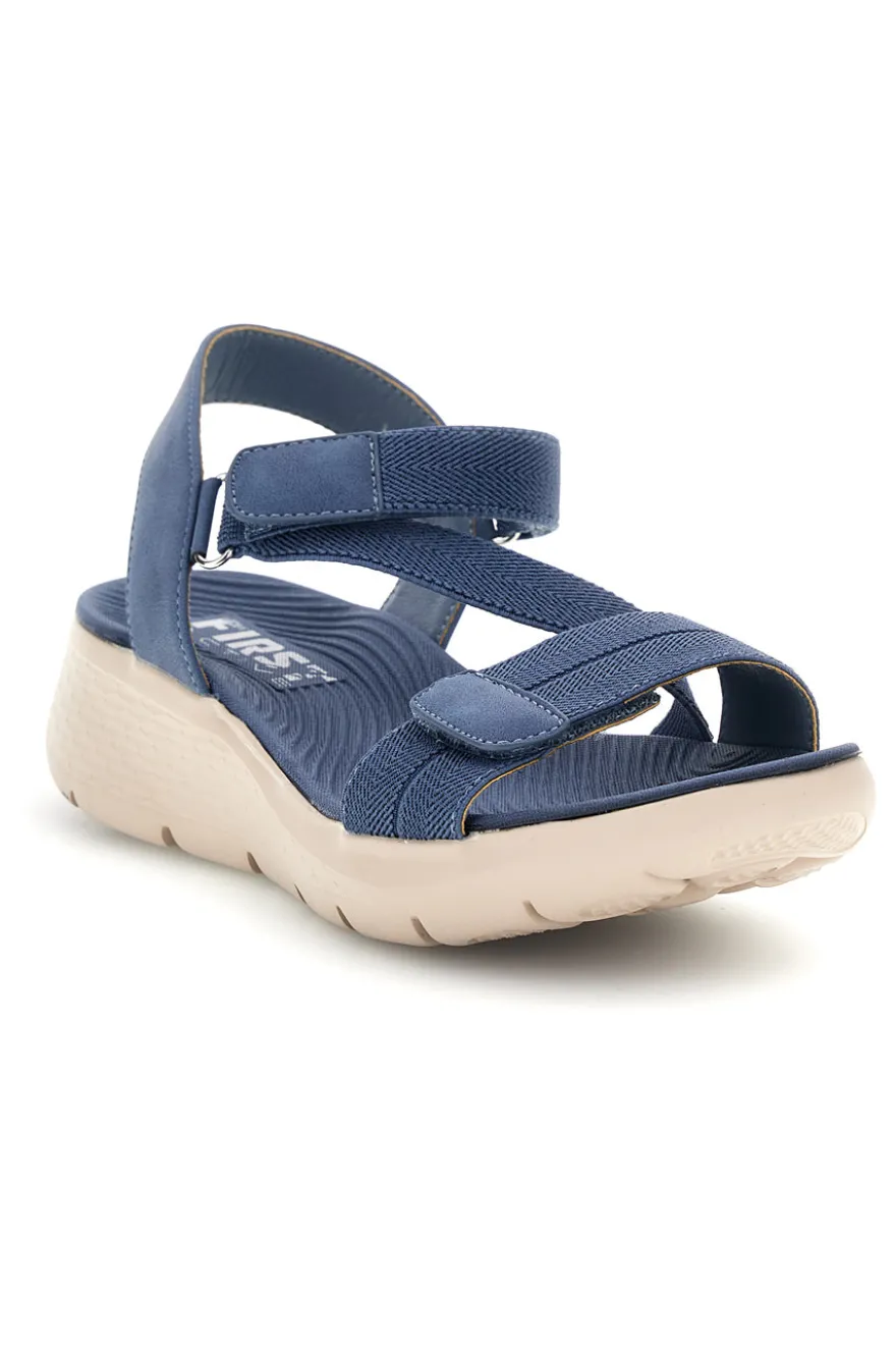 Sandali blu denim con zeppa e fasce regolabili First active 7