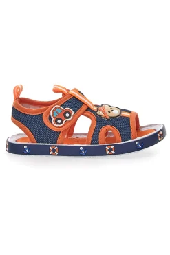 Sandali Blu e Arancione con Orsetto e Macchinina in Tessuto Pitt Kids 2635