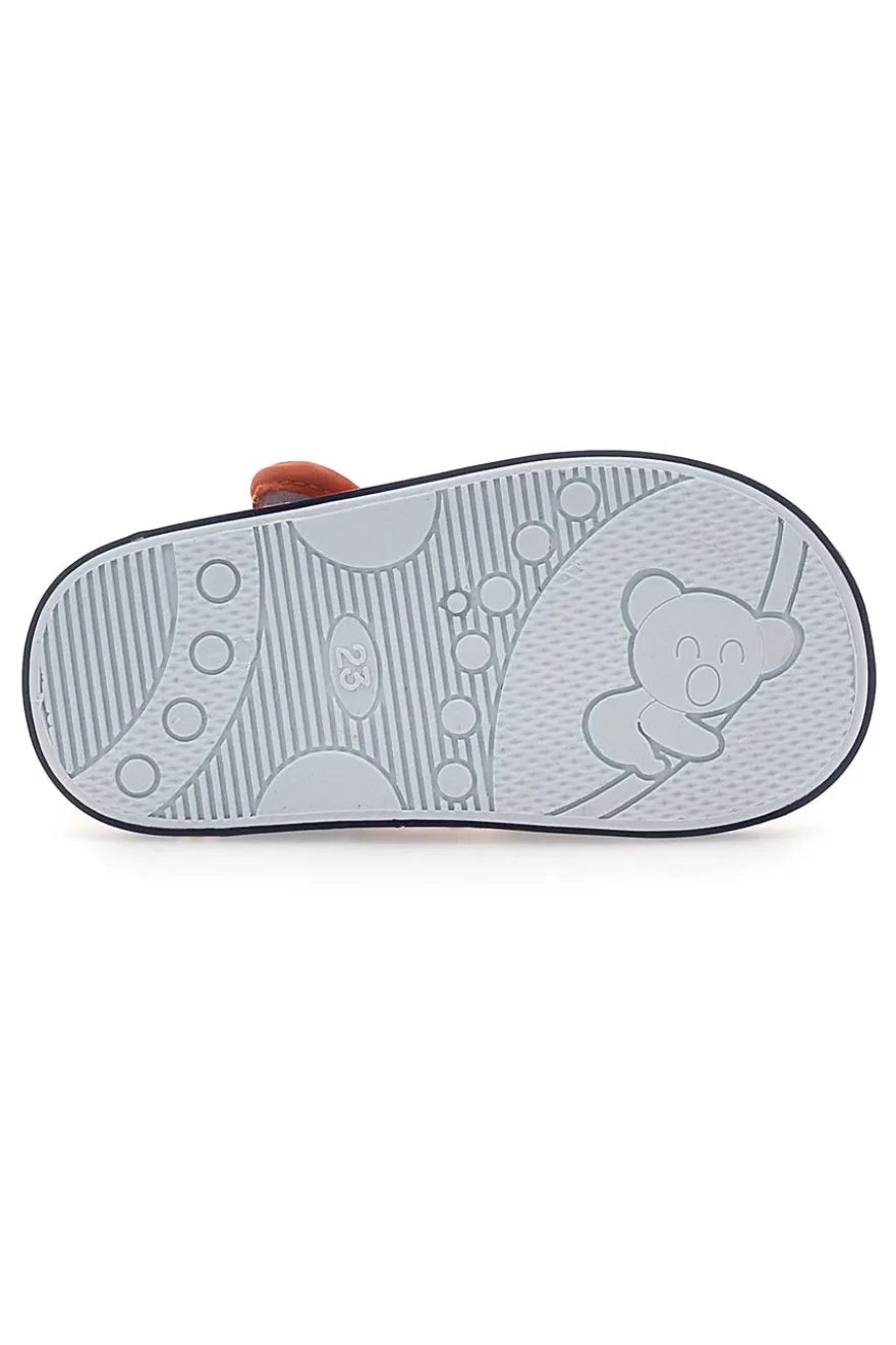 Sandali Blu e Arancione con Orsetto e Macchinina in Tessuto Pitt Kids 2635