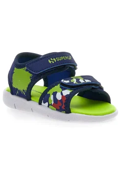 Sandali Blu e Lime con Fascia Regolabile con Velcro Superga 63820