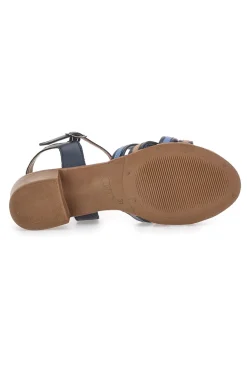 Sandali Blu e Marroni con Tacco a Blocco in Vera Pelle PITTARELLO LOOK 243110