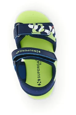 Sandali blu e verde con chiusura a strappo Superga S63S820