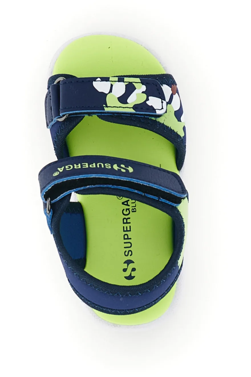 Sandali blu e verde con chiusura a strappo Superga S63S820