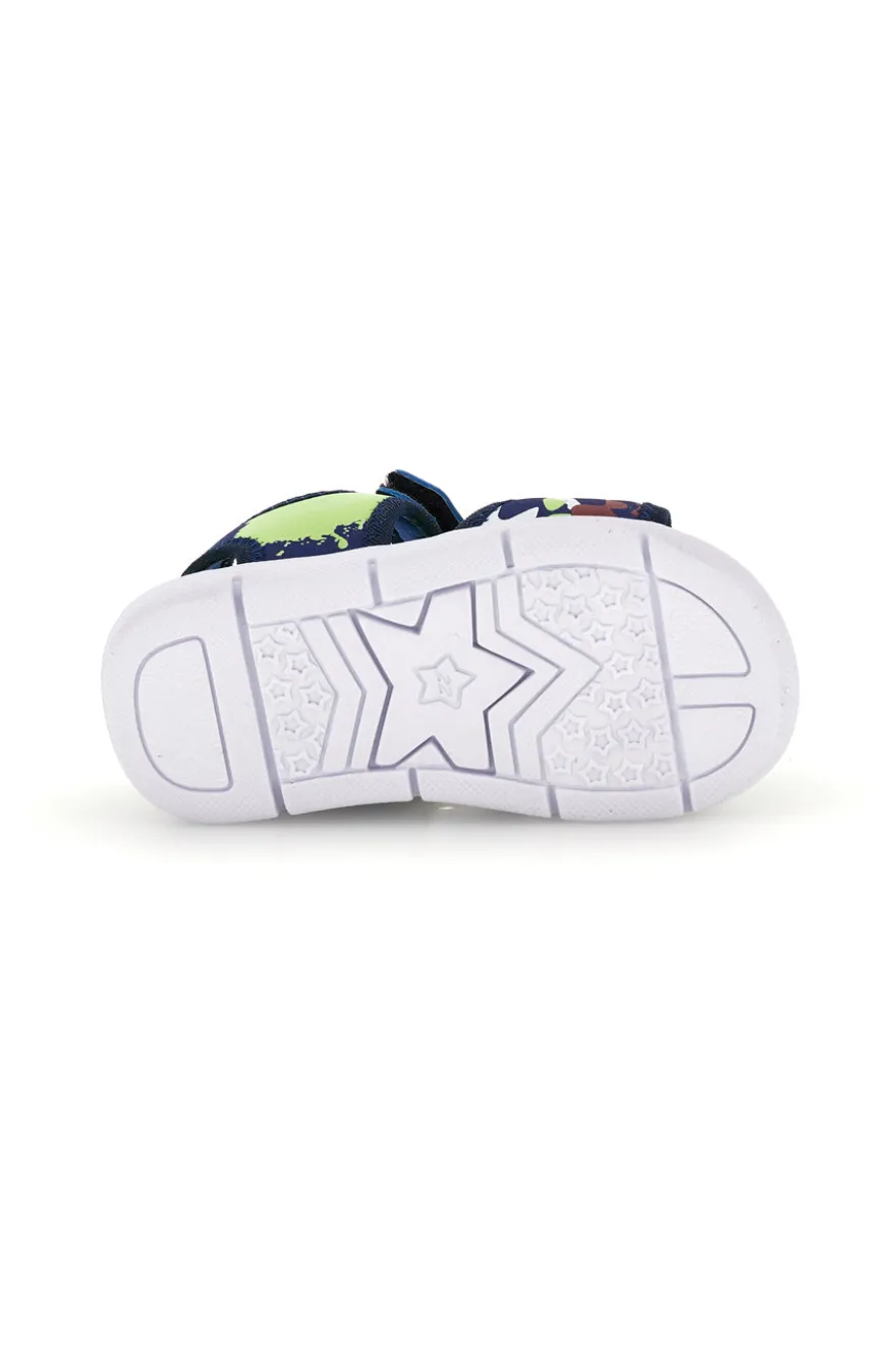 Sandali blu e verde con chiusura a strappo Superga S63S820
