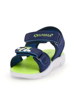 Sandali blu e verde con chiusura a strappo Superga S63S820