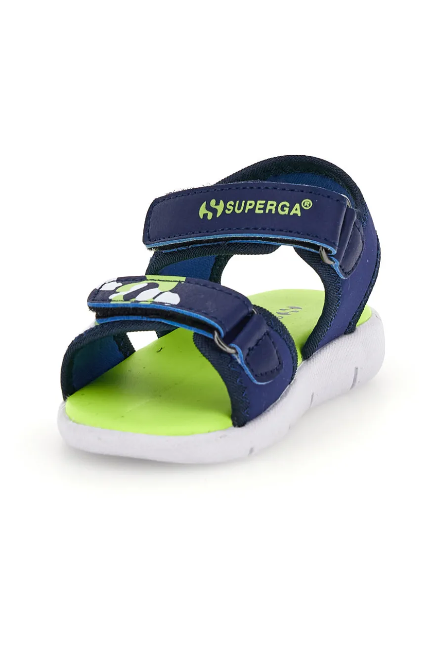 Sandali blu e verde con chiusura a strappo Superga S63S820