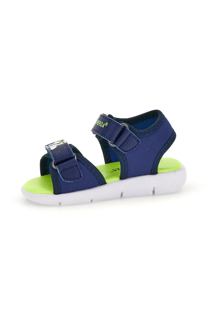 Sandali blu e verde con chiusura a strappo Superga S63S820