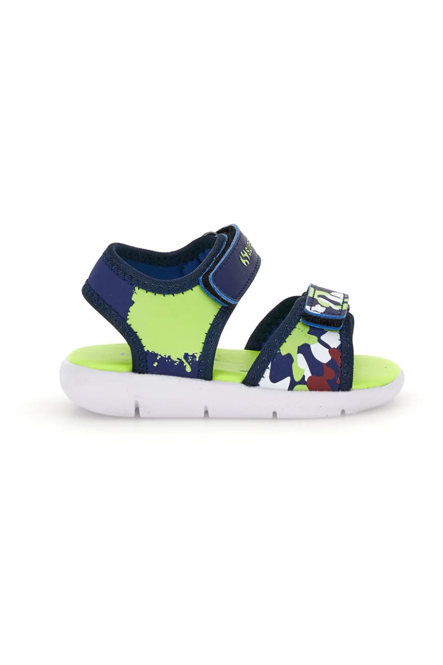 Sandali blu e verde con chiusura a strappo Superga S63S820