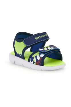 Sandali blu e verde con chiusura a strappo Superga S63S820