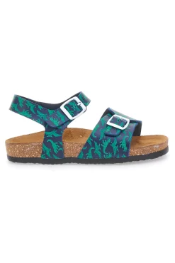 Sandali blu e verdi con stampa jungle e doppia fibbia PITTARELLO BIO 257A066SR