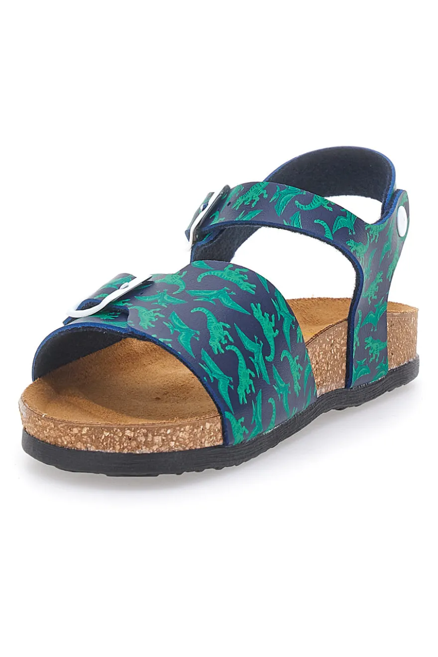 Sandali blu e verdi con stampa jungle e doppia fibbia PITTARELLO BIO 257A066SR