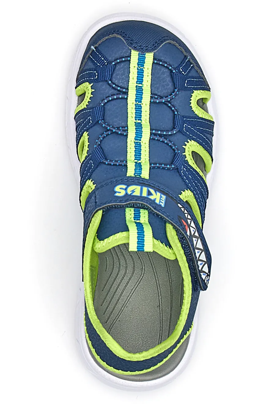 Sandali blu e verdi con strappo Pitt kids K25506
