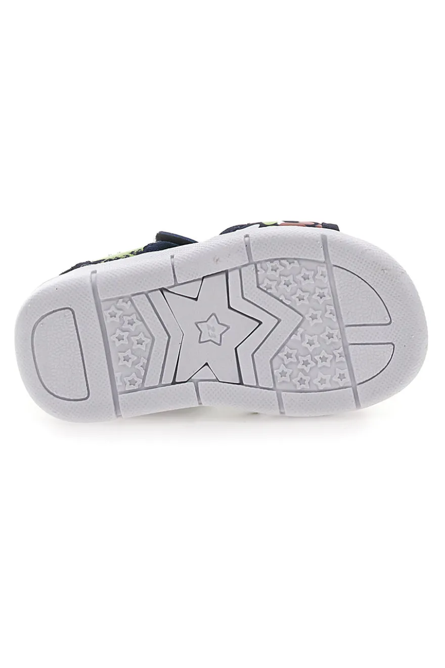 Sandali blu e verdi con stampa e chiusura a strappo Superga S63S820