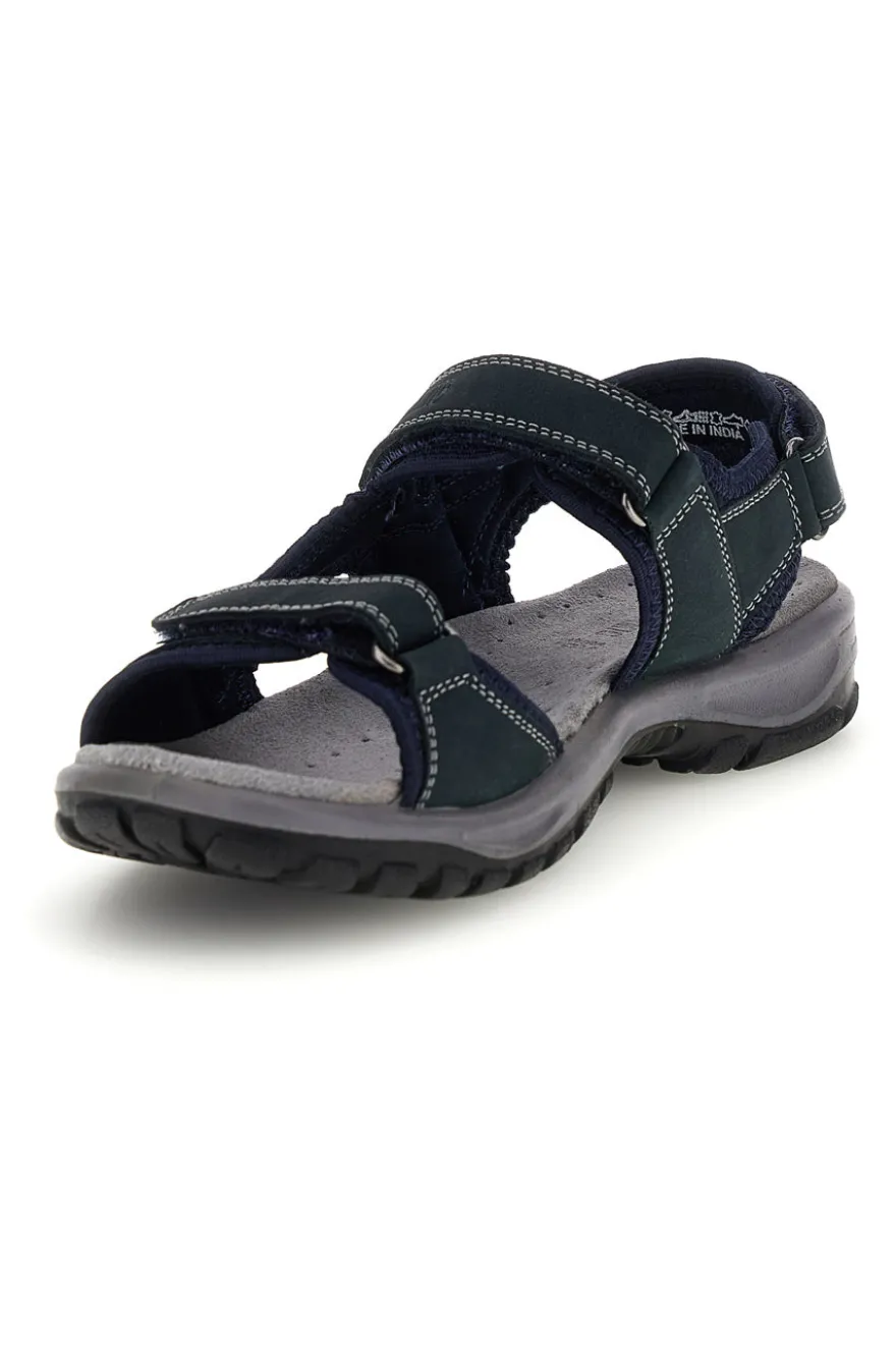 Sandali blu in vera pelle con strappi in velcro Fly dinamic FD54