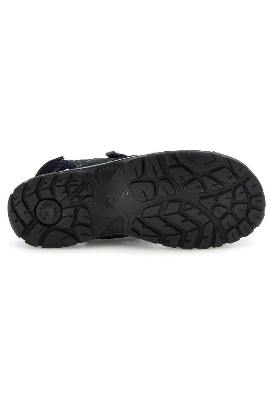Sandali blu in vera pelle con strappi in velcro Fly dinamic FD54